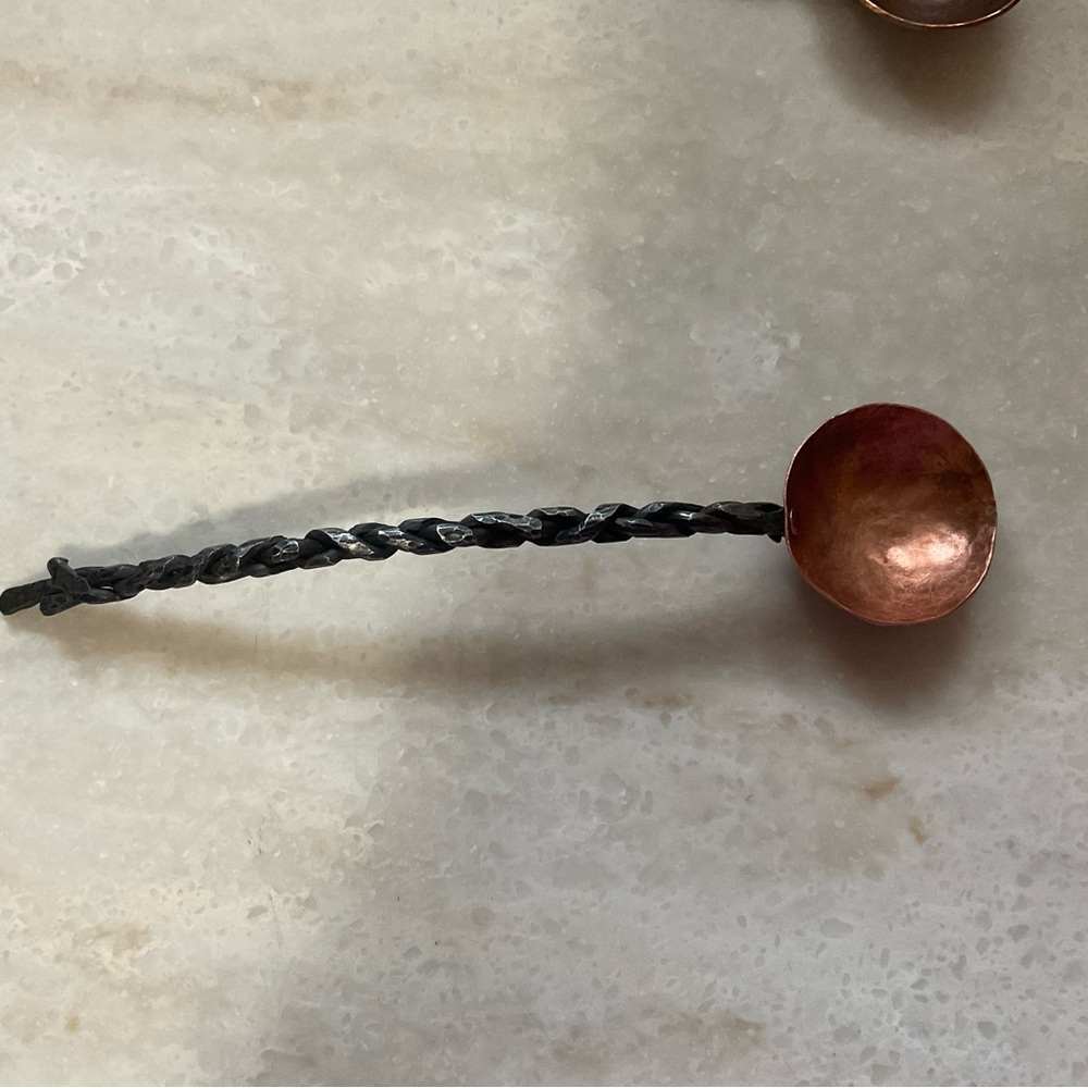 Copper and Black Twisted Handle Spoon Handmade